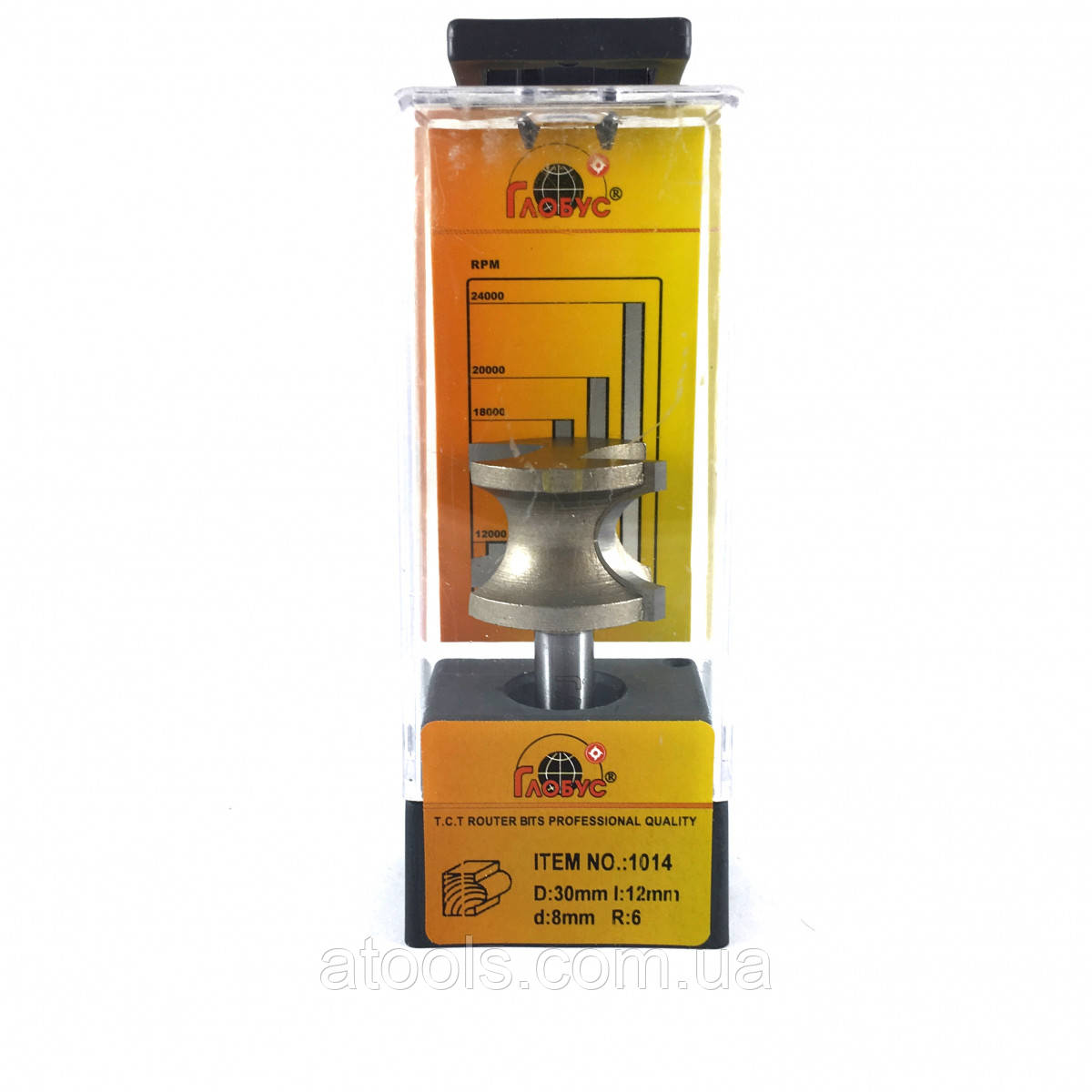 Фреза кромкова напівстрижнева Глобус 1014 D30 d8 L47 h12 R6, фото 1