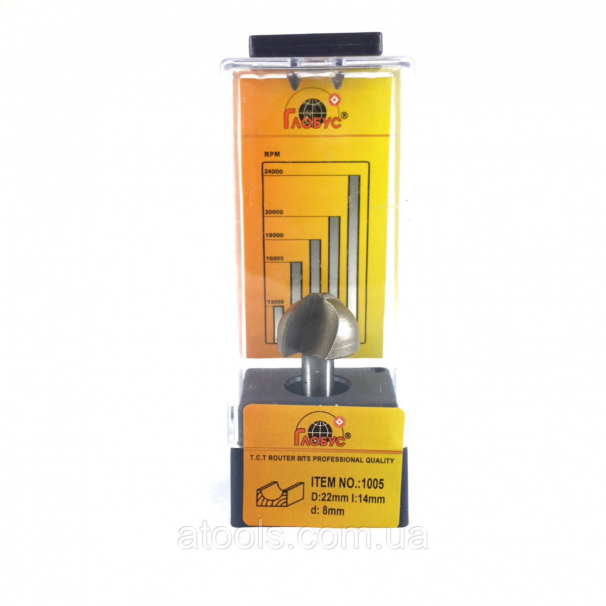 Фреза по дереву пазова галтельна Глобус D22 d8 L49 h14 z2