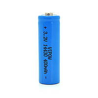 Літій-залізо-фосфатний акумулятор 14430 Lifepo4 Vipow IFR14430 TipTop, 400mAh, 3.2V, Blue Q50/500 m