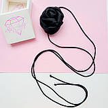 Чокер на шию чорна троянда на шовковому шнурі, фото 4