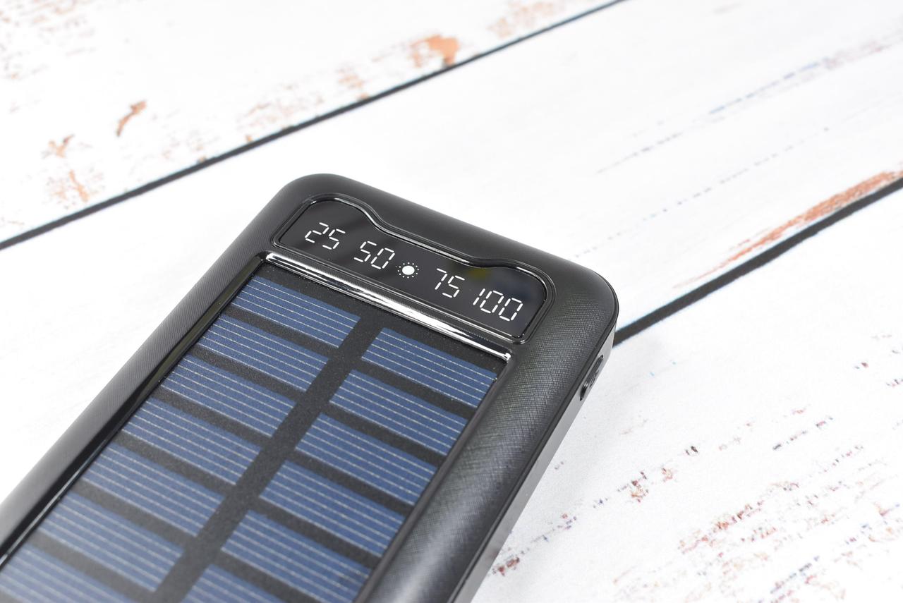 Solar Power Bank Павербанк с солнечной панелью + фонарик 10000 mAh Black - фото 4 - id-p2105207501