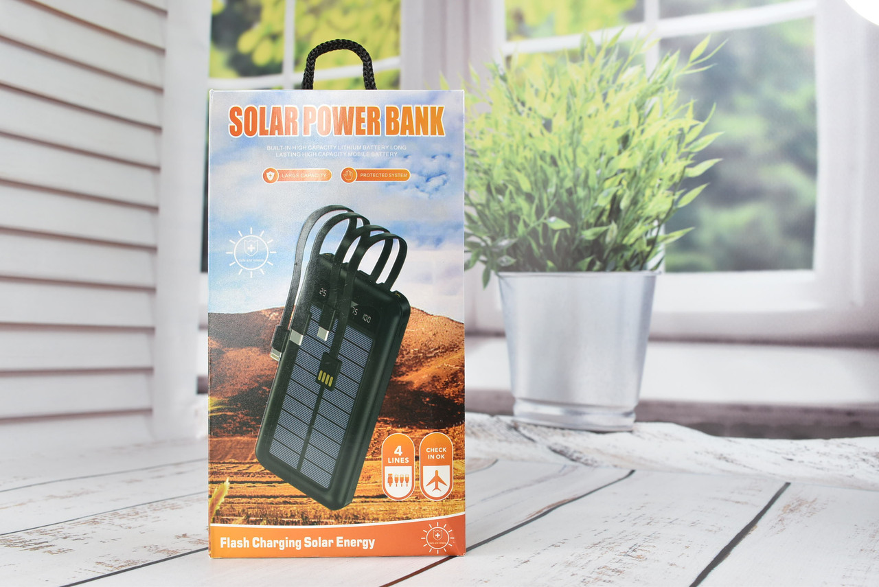 Solar Power Bank Павербанк с солнечной панелью + фонарик 10000 mAh Black - фото 7 - id-p2105207501