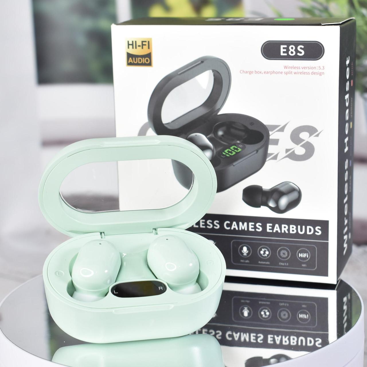 Беспроводные вакуумные сенсорные наушники E8S Games stereo earphones Green - фото 1 - id-p2105207539