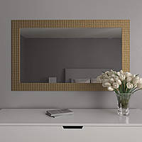 Зеркало в золотой широкой раме | на стену 76х126 | Black Mirror для дома офиса магазина