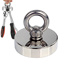 Поисковый неодимовый магнит в корпусе с кольцом 16мм - 5кг / Магнит для поиска металла
