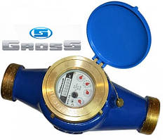 Лічильник GROSS MTK-UA Dn 50 крильчастий (різь), L = 300 мм, Qn = 25,0 m3/год багатоструменевий на холодну воду з гайками