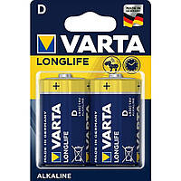 Батар. Varta Longlife D BLI 2 Alkaline /LR20 (4120), блістер/10шт в кор.