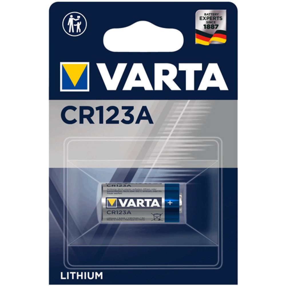 Батар. Varta CR 123A BLI 1 Lithium, блістер/10шт в кор./ - фото 1 - id-p1626784179