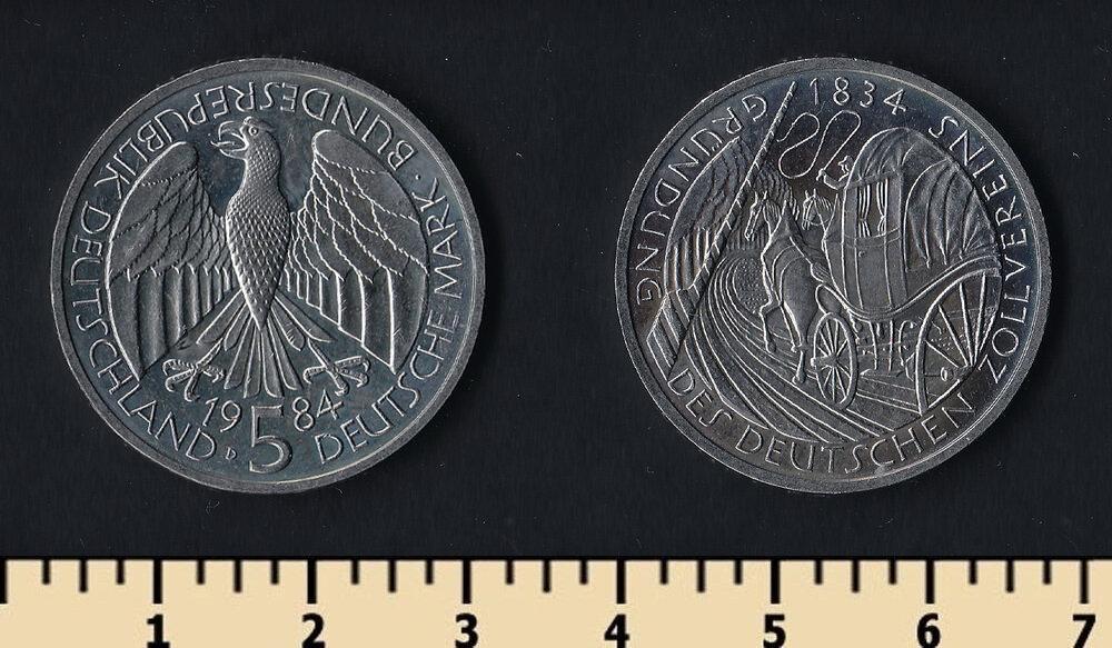 Німеччина - Германия › Федеративная Республика ФРГ 5 марок, 1984 рік №1337, фото 1