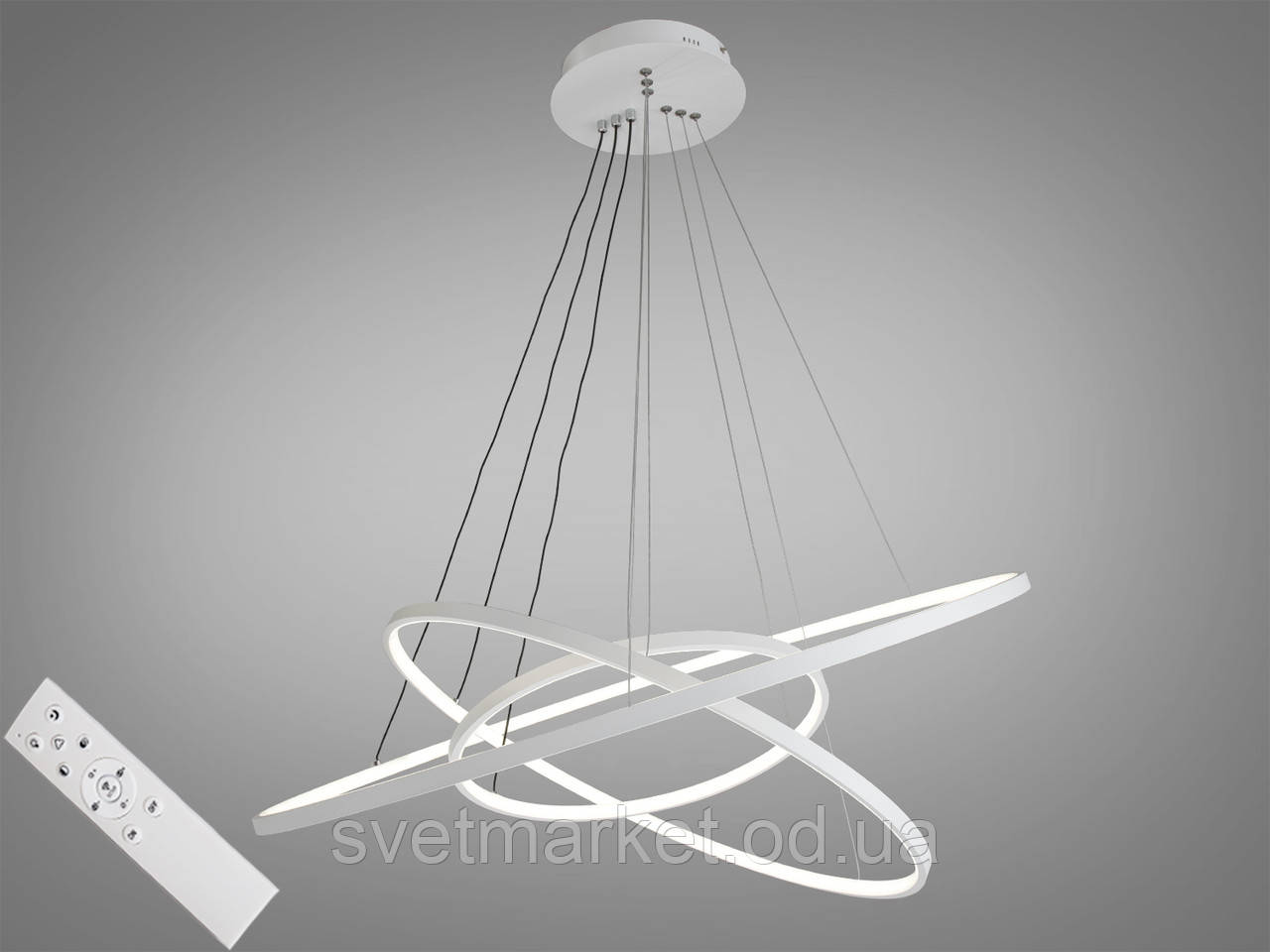 Підвісна біла люстра кільця MD9079-3WH-800+600+400 dimmer, фото 1