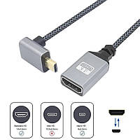 Кабель перехідник 4К Micro HDMI Male — HDMI Female 60Hz, 20 см (UP)