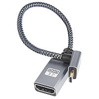 Кабель подовжувач перехідник 4К Micro-HDMI — HDMI (M/F) 60Hz, 20 см (Down)