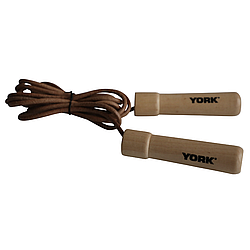 Скакалка York Fitness Leather Skip з дерев'яними ручками smart