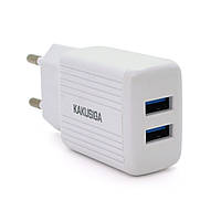 СЗУ AC100-240V iKAKU KSC-368 DILANG, 2xUSB, Output: DC5V/2.4A (12W), White, Blister-box o