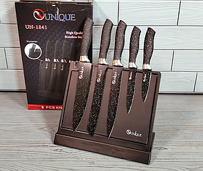 Набір кухонних ножів на магнітній підставці UNIQUE UN-1841 6 предметів/Ніжі на кухню