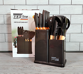 Набір кухонних ножів і кухонного приладдя 19 предметів Zepline ZP-107