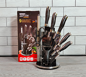 Набір кухонних ножів на підставці, що крутиться Zepline ZP-076 (9 предметів)