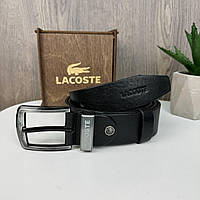 Классический мужской кожаный ремень широкий Лакоста Крокодил Lacoste Salex Класичний чоловічий шкіряний ремінь