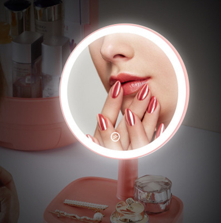 Набор для макияжа 2в1 LED зеркало Органайзер для косметики Розовый W-51 косметичка + зеркало - фото 4 - id-p2105270359
