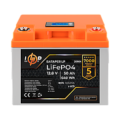 Акумулятор LP LiFePO4 LCD 12V (12,8V) - 50 Ah (640Wh) (BMS 50A/25A) пластик