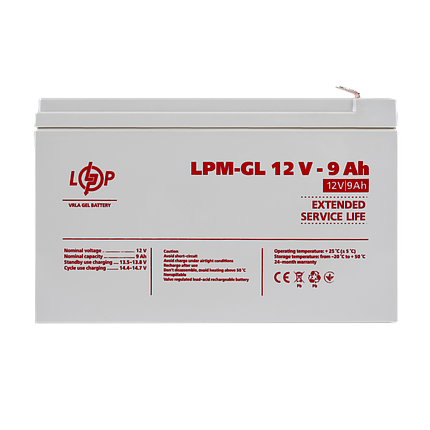 Акумулятор гелевий LPM-GL 12V - 9 Ah, фото 1