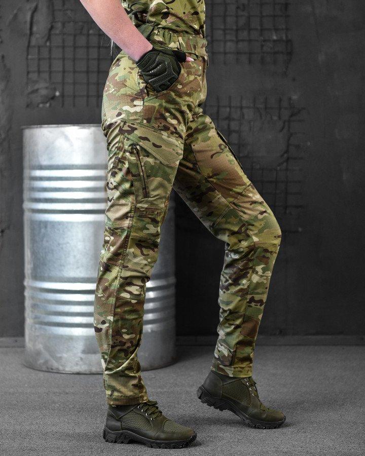 Тактичні штани для жінок multicam, Жіночі армійські брюки Ріп стоп мультикам військовий одяг