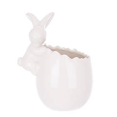 Кашпо керамічне з кроликом біле H-13 см. 33444