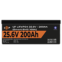 Акумулятор LP LiFePO4 24V (25,6V) - 200 Ah (5120Wh) (Smart BMS 100А) з BT пластик для ДБЖ m