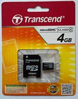 Флешка Micro SD 4 Gb Transcend (class 4) з перехідником