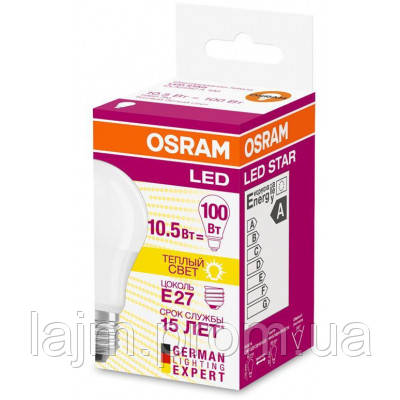 Лампочка Osram LED STAR A100 10,5W (1055lm) 2700К 220V Е27 ...