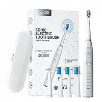 Электрическая зубная щетка звуковая Seago SG575 5 Насадок + 5 Режимов + Кейс Для Хранения Sonic Белая (594)