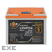 Аккумулятор LP LiFePO4 25,6V - 50 Ah (1280Wh) (BMS 80A/50А) пластик LCD Smart BT (24330)