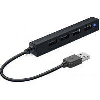 Концентратор Speedlink SNAPPY SLIM USB Hub, 4-Port, USB 2.0, Passive, Black (SL-140000-BK) o