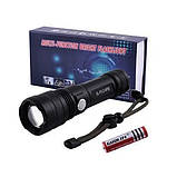 Ліхтарик ручний тактичний світлодіодний з оптичним зумом BL X72 P50 та 4 режимами роботи, акумуляторний, фото 2
