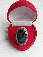 Рубин в породе цоизит кольцо с рубином в цоизите 17,75 - 18 размер природный рубин в серебре Индия