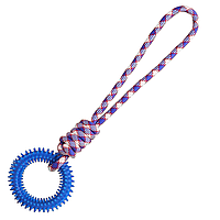 Жевательная игрушка для собак кольцо на веревке Playup синий