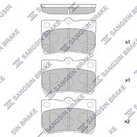 Тормозные колодки дисковые задние, комплект, арт.: SP2083, Пр-во: Sangsin