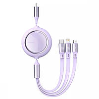 Кабель Baseus Bright Mirror Retractable 3in1 Micro USB / Lightning / Type-C CAMJ010205 100W 120см purple