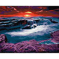 Картина по номерам "Закат у водопада" BS23748, 40х50см Shopen Картина за номерами "Захід сонця біля водоспаду"