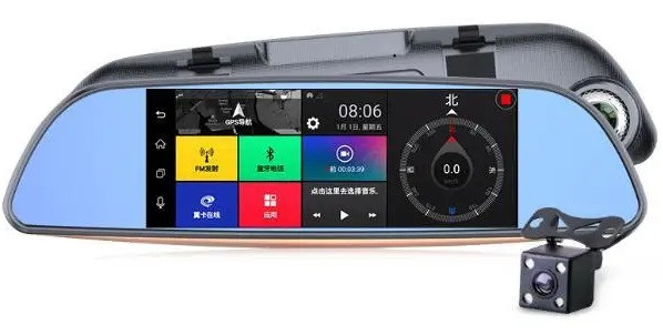 D35 / K35 Дзеркало реєстратор, 7" сенсор, 2 камери, GPS навігатор, WiFi, 8Gb, Android, 3G, фото 1