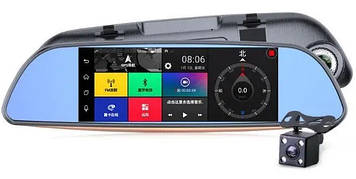 D35 / K35 Дзеркало реєстратор, 7" сенсор, 2 камери, GPS навігатор, WiFi, 8Gb, Android, 3G