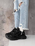 Жіночі кросівки чорні лак із текстилем весняні, фото 7