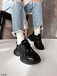 Жіночі кросівки чорні лак із текстилем весняні, фото 8