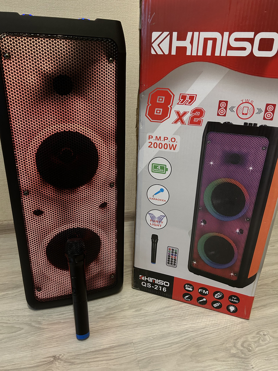 Колонка портативна потужна з мікрофоном USB/FM/Bluetooth KIMISO QS 216, Блютуз колонка