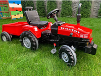 Большой педальный трактор с прицепом Pilsan РР274 красный, Велотрактор с прицепом, педальный вело трактор