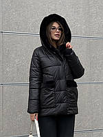 Черная женская базовая куртка еврозима, осень, теплая зима до -5 градусов