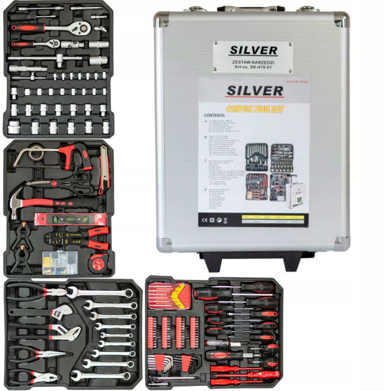 Набір слюсарного інструменту у валізі SILVER SK-419-01 419 предметів