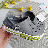 Детские сабо Crocs кроксы на мальчика сабо Crocs Baya Серый салатовый