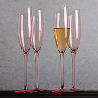 Набор бокалов (6 шт.) для шампанского нежно-розового цвета 180 мл
