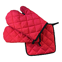 Кухонний набір Прихватка+2 Рукавички червоного кольору VS Thermal Eco Bag